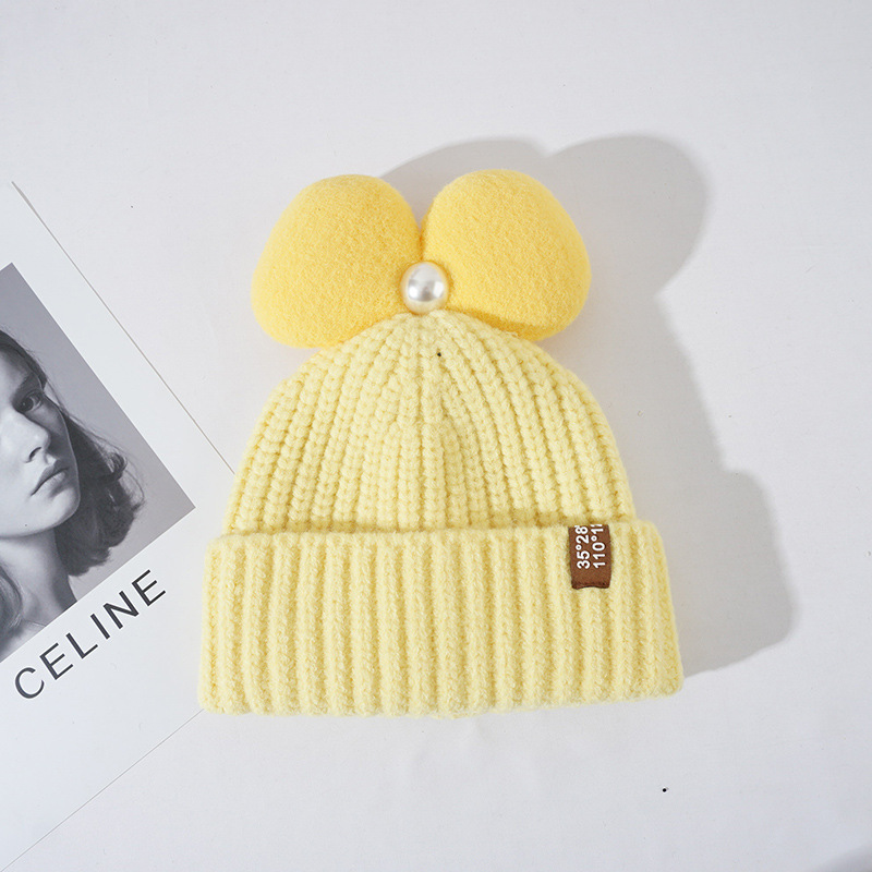 H00051 Mũ len dệt kim đôi Pom Pom