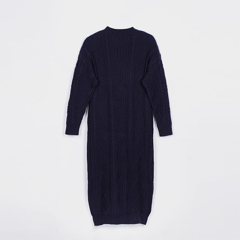 SM-K0032 Váy dệt kim Jacquard cổ chữ V màu trơn thu đông dành cho nữ