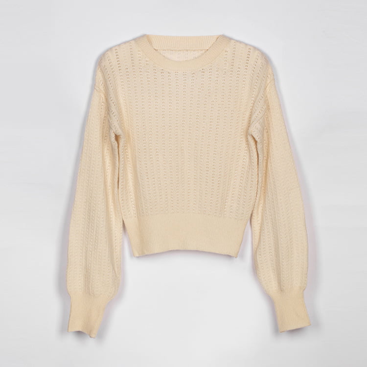 SM-K0020 Len Thu Đông Pha Trộn Cổ Tròn Tay Phồng Nữ Dệt Kim Dây Nhảy SM-K0020 Len Thu Đông Pha Trộn Cổ Tròn Tay Phồng Nữ Dệt Kim Dây Nhảy