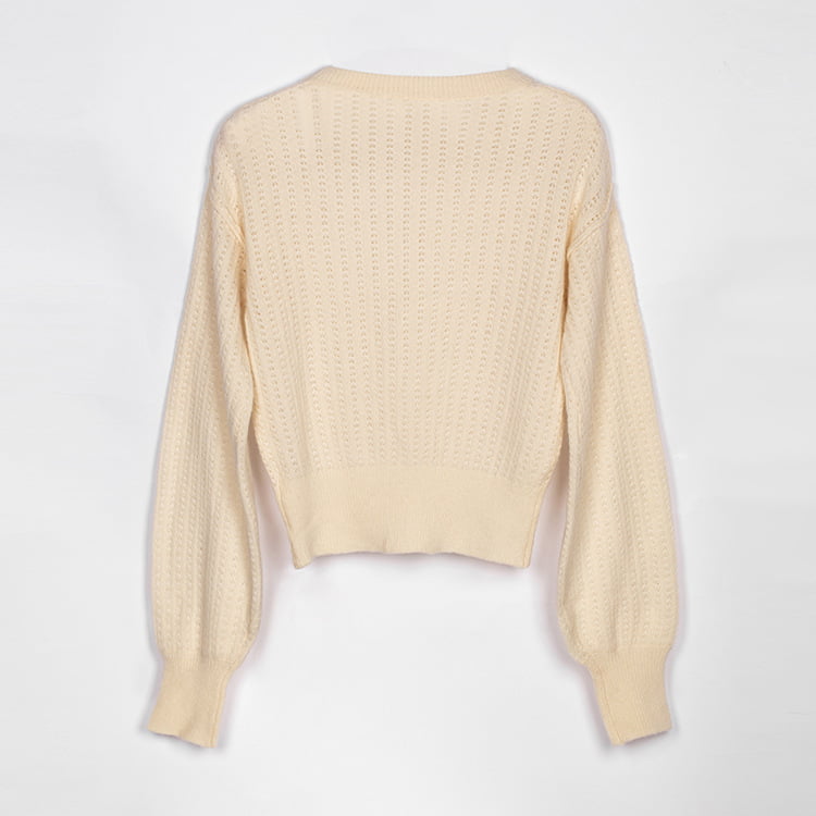 SM-K0020 Len Thu Đông Pha Trộn Cổ Tròn Tay Phồng Nữ Dệt Kim Dây Nhảy SM-K0020 Len Thu Đông Pha Trộn Cổ Tròn Tay Phồng Nữ Dệt Kim Dây Nhảy