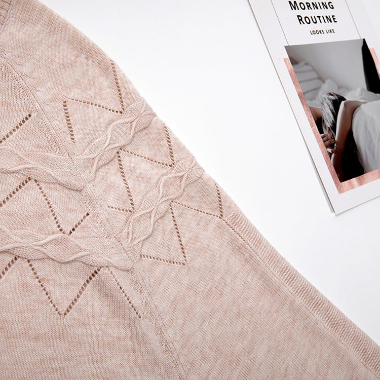 SM-K0042 Áo dệt kim dài tay dáng rộng Áo len dệt kim mỏng lượn sóng rỗng SM-K0042 Áo dệt kim dài tay dáng rộng Áo len dệt kim mỏng lượn sóng rỗng