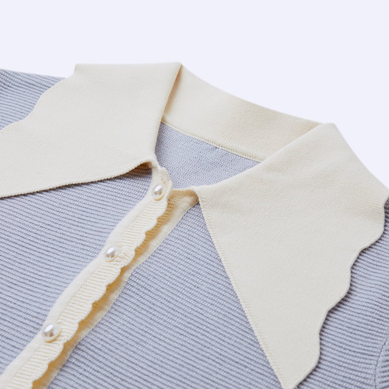 ML2210 Áo len đan sợi có cổ búp bê kiểu Pháp có khóa ngọc trai ML2210 Áo len đan sợi có cổ búp bê kiểu Pháp có khóa ngọc trai