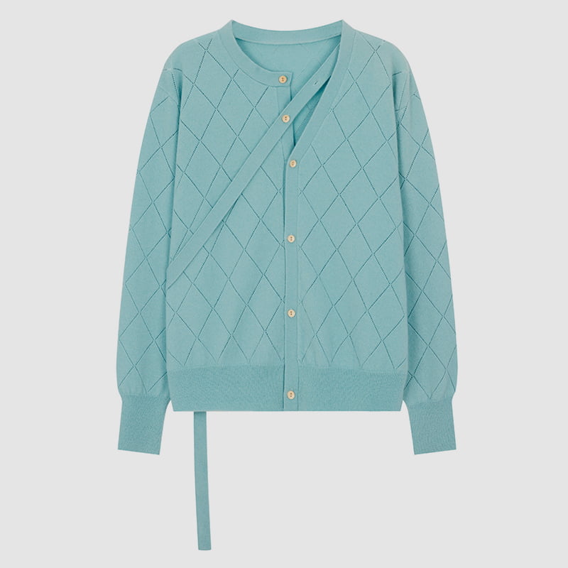 Áo len cardigan dệt kim thiết kế đường viền cổ áo rỗng ML2212