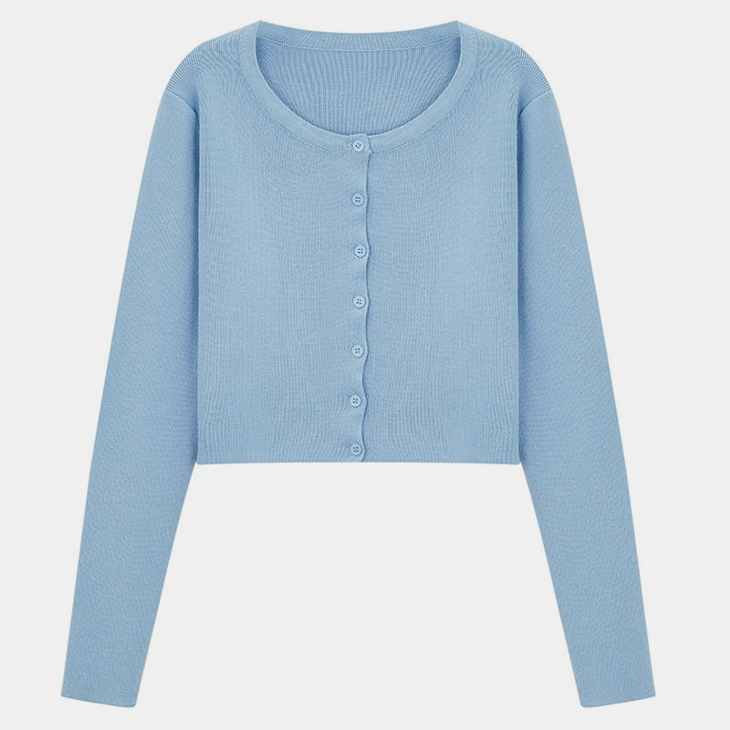 SM-K0016 Áo len dệt kim cardigan dài tay dáng rộng cổ mỏng kiểu dáng ngắn