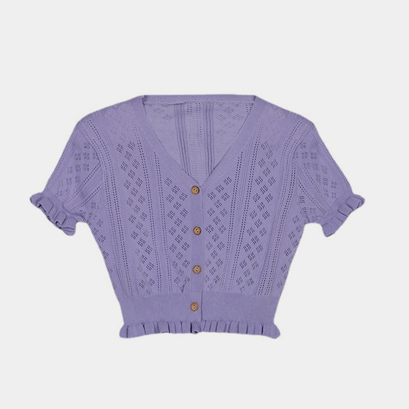 SM-K0015 Áo len dệt kim băng lụa ngắn tay ngắn cổ chữ V ngắn tay mùa hè SM-K0015 SM-K0015 Áo len dệt kim băng lụa ngắn tay ngắn cổ chữ V ngắn tay mùa hè SM-K0015