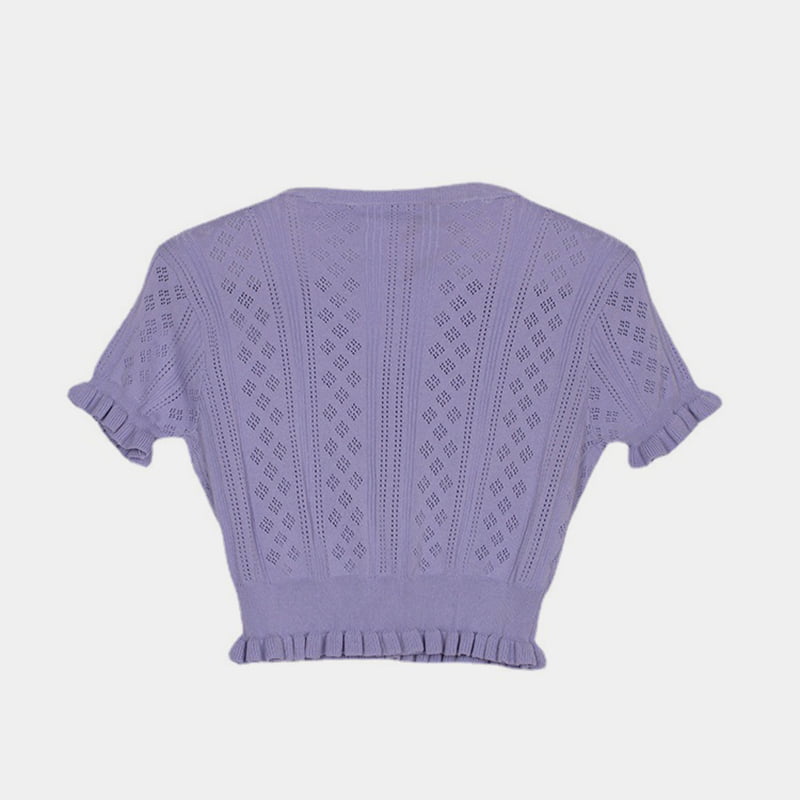 SM-K0015 Áo len dệt kim băng lụa ngắn tay ngắn cổ chữ V ngắn tay mùa hè SM-K0015 SM-K0015 Áo len dệt kim băng lụa ngắn tay ngắn cổ chữ V ngắn tay mùa hè SM-K0015