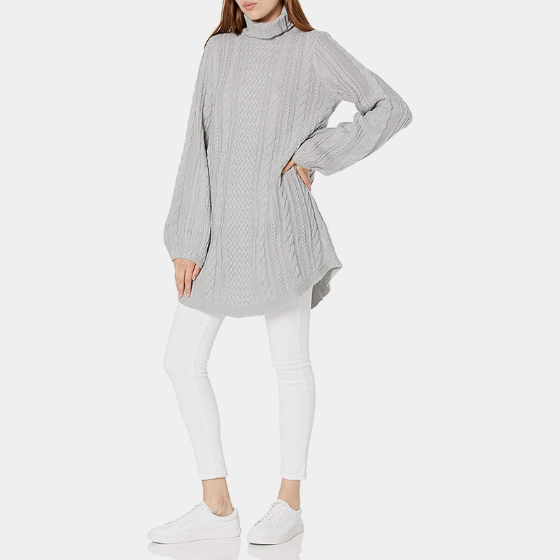 Áo len dệt kim dáng rộng cổ cao SM-K0053 Áo len dệt kim dáng rộng cổ cao SM-K0053