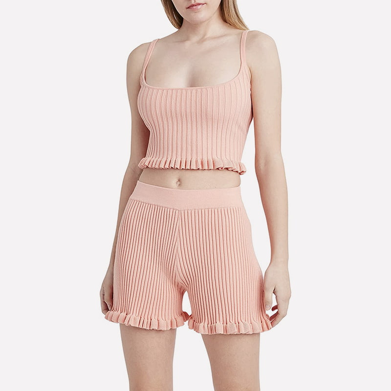 Bộ vest dệt kim ngắn tay cổ chữ U SM-K0054