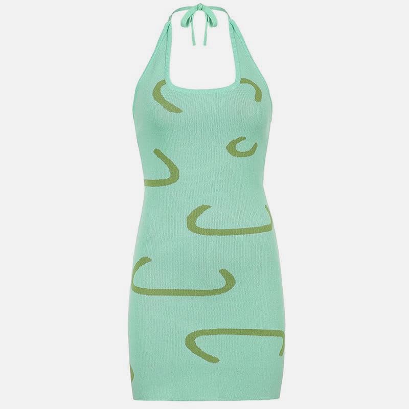 SM-K0087 Váy dệt kim ngắn không tay sọc màu Jacquard SM-K0087 Váy dệt kim ngắn không tay sọc màu Jacquard