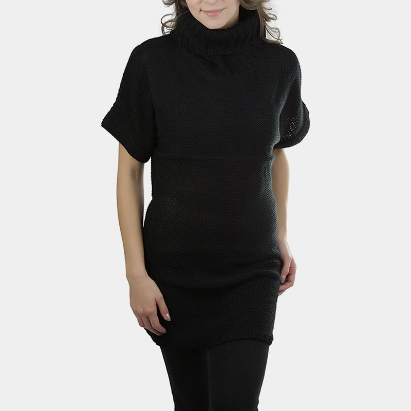 SM-K0067 Áo len dệt kim ngắn tay cổ cao trơn dài đến thắt lưng SM-K0067 Áo len dệt kim ngắn tay cổ cao trơn dài đến thắt lưng