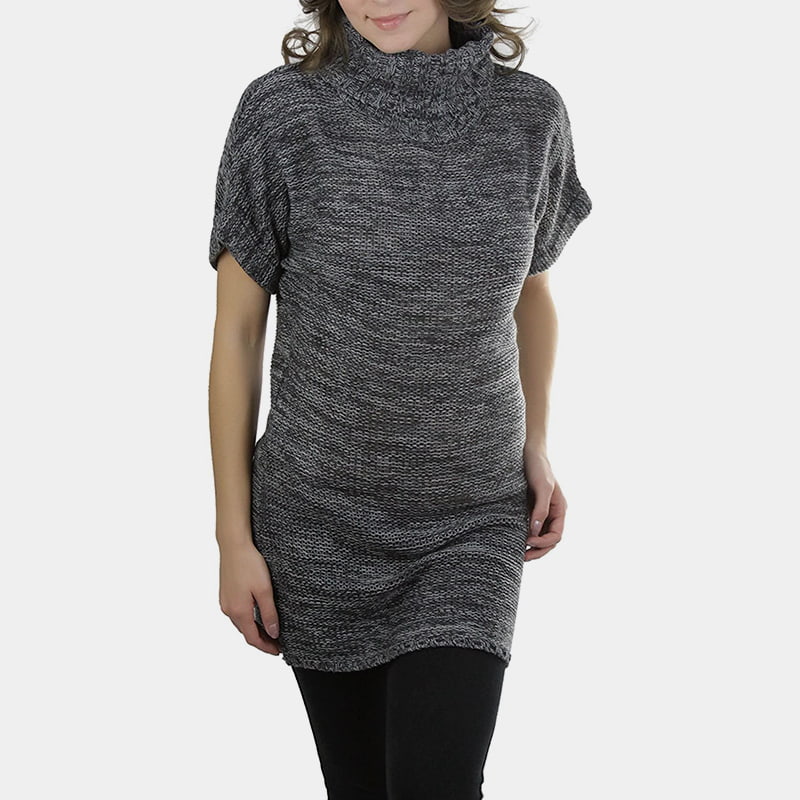 SM-K0067 Áo len dệt kim ngắn tay cổ cao trơn dài đến thắt lưng SM-K0067 Áo len dệt kim ngắn tay cổ cao trơn dài đến thắt lưng