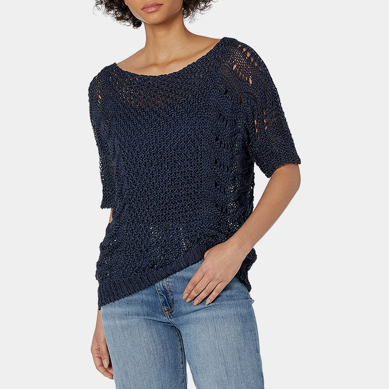 SM-K0060 Áo len dệt kim tay ngắn khoét rỗng cổ tròn chống nắng SM-K0060 Áo len dệt kim tay ngắn khoét rỗng cổ tròn chống nắng