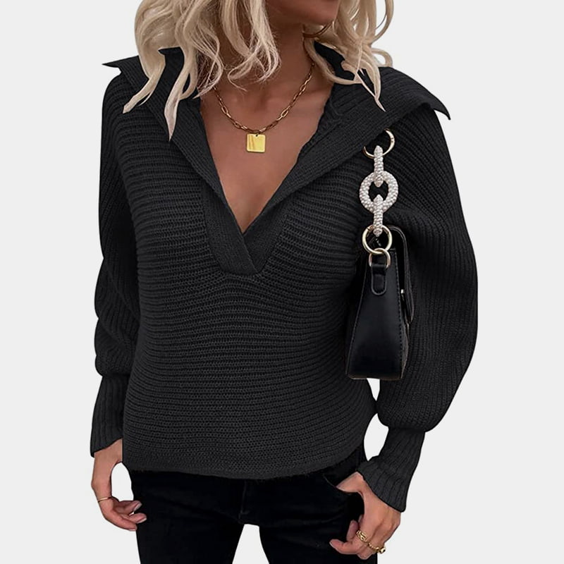 Áo len dệt kim dài tay cổ chữ V SM-K0075 Áo len dệt kim dài tay cổ chữ V SM-K0075